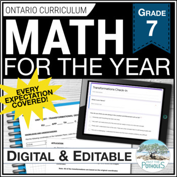 Full year math bundle for new Ontario Math Curriculum 2020 grade 7 cover image.