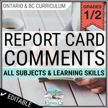 Cover image for ontario report card comments bundle grade1 and grade 2.