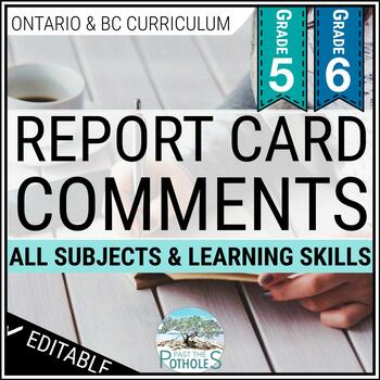 Cover image for ontario report card comments bundle for grades 5 and 6.