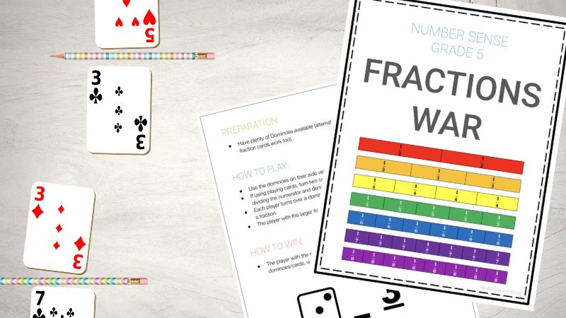 Fractions games using hands on manipulatives to help students understand fractions.