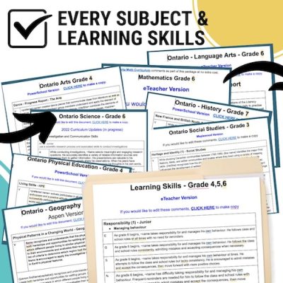 Editable Report Card Comment Banks (Ontario and BC) - PAST THE POTHOLES